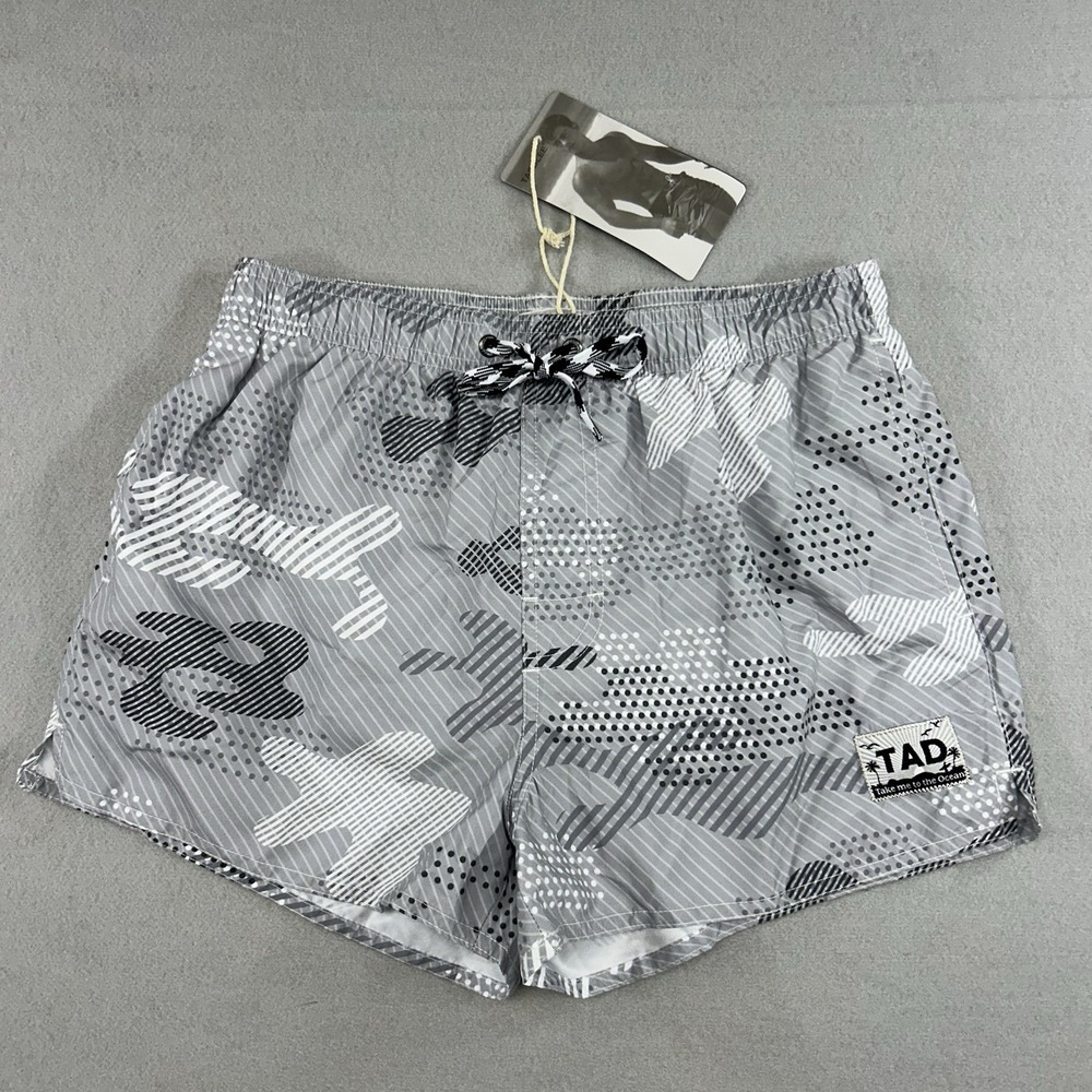 NWT Taddlee Men's Gray Camo Board Shorts Swim- Men's Swim Sz Xs